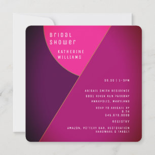 Art Deco Rosa abgerundete quadratische Brautparty Einladung