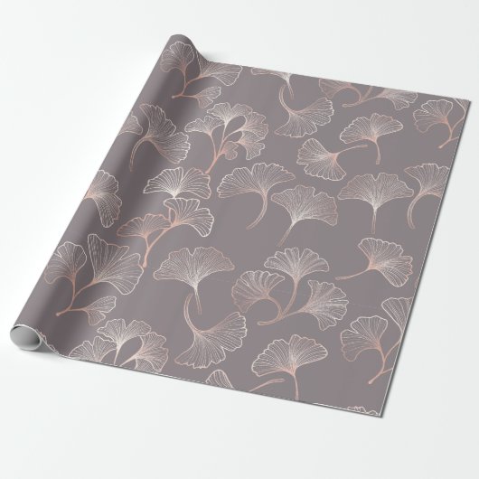 Art Deco Rosa Blattmuster Geschenkpapier (Ungerollt)