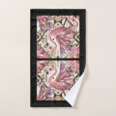 Art Deco Rosa Flamingo Badhandtuch Set (Handtuch)