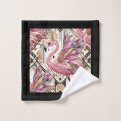 Art Deco Rosa Flamingo Badhandtuch Set (Waschlappen)
