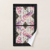 Art Deco Rosa Flamingo  Badhandtuch Set (Handtuch)