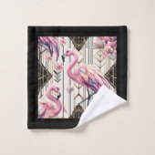 Art Deco Rosa Flamingo  Badhandtuch Set (Waschlappen)