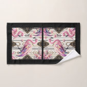 Art Deco Rosa Flamingo  Badhandtuch Set (Handtuch)