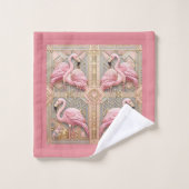 Art Deco Rosa Flamingo  Badhandtuch Set (Waschlappen)