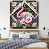 Art Deco Rosa Flamingo Leinwanddruck (Insitu (Schlafzimmer))
