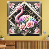 Art Deco Rosa Flamingo Leinwanddruck (Insitu (Wohnzimmer))