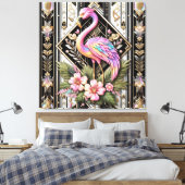 Art Deco Rosa Flamingo Leinwanddruck (Insitu (Schlafzimmer))