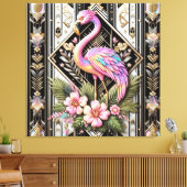 Art Deco Rosa Flamingo Leinwanddruck (Insitu (Wohnzimmer))