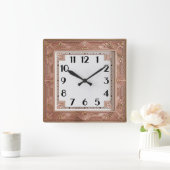 Art Deco Rosa Quadratische Wanduhr (Zuhause)