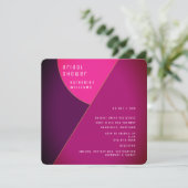 Art Deco Rosa Rounded Square Brautparty Einladung (Stehend Vorderseite)