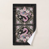 Art Deco Rosa und Regenbogen Flamingo  Badhandtuch Set (Handtuch)