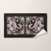 Art Deco Rosa und Regenbogen Flamingo  Badhandtuch Set (Handtuch)