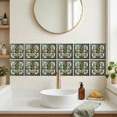 Art Deco Rose Geometric Emerald Green Tile Fliese