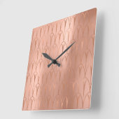 Art Deco Rose Gold Kupfergeometrie Minimal Quadratische Wanduhr (Winkel)