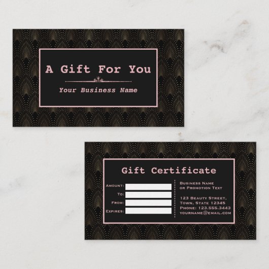 Art Deco Rose Gold Monogram Makeust Artist Treuekarte (Vorne/Hinten)