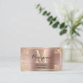Art Deco Rose Gold Monogram Visitenkarte (Stehend Vorderseite)