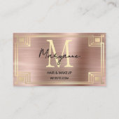 Art Deco Rose Gold Monogram Visitenkarte (Vorderseite)