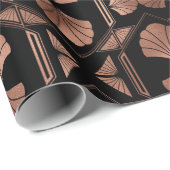 Art Deco Rose Gold Muscheln im Schwarzen Meer Geschenkpapier (Rolleneckpunkt)