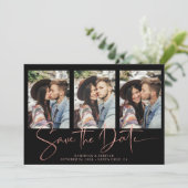 Art Deco Rose Gold Save the Date handschriftlich (Stehend Vorderseite)