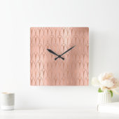 Art Deco Rose Goldene Kupfergeometrie Quadratische Wanduhr (Zuhause)