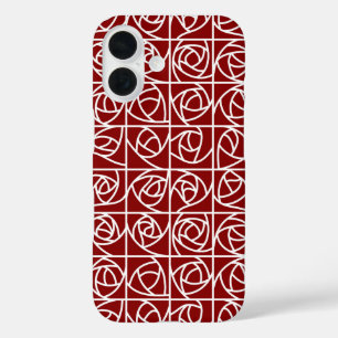 Art Deco Rose Quadrate Stilisierte primäres Blumen iPhone 16 Hülle