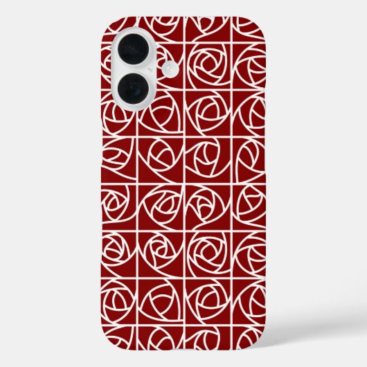 Art Deco Rose Quadrate Stilisierte primäres Blumen Case-Mate iPhone Hülle (Rückseite)