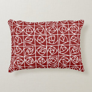 Art Deco Rose Quadrate Stilisierte primäres Blumen Dekokissen