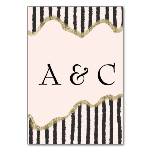 Art Deco Rosé, Schwarz & Gold Glamour Hochzeit  Tischnummer