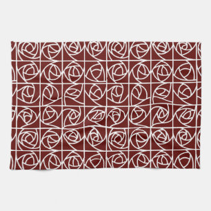 Art Deco Rose Square Stilvoll Rot Geschirrtuch