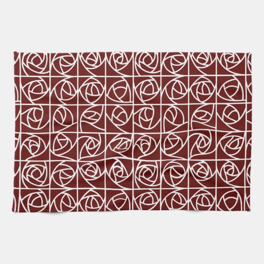 Art Deco Rose Square Stilvoll Rot Geschirrtuch (Horizontal)
