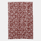 Art Deco Rose Square Stilvoll Rot Geschirrtuch (Vertikal)