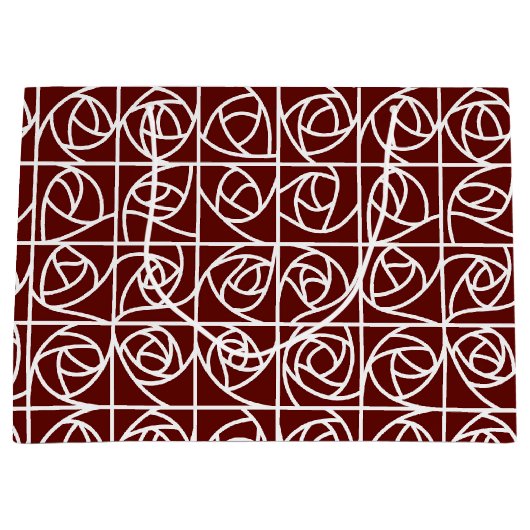 Art Deco Rose Square Stilvoll Rot Große Geschenktüte (Vorderseite)