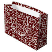 Art Deco Rose Square Stilvoll Rot Große Geschenktüte (Rückseite Schrägansicht)