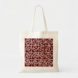 Art Deco Rose Square Stilvoll Rot Tragetasche
