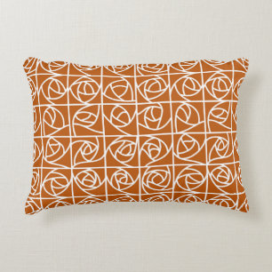 Art Deco Rose Square Stilvolle Blumenorange Dekokissen