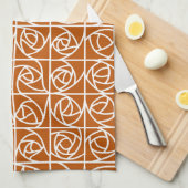 Art Deco Rose Square Stilvolle Blumenorange Geschirrtuch (Viertel Falte)