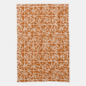 Art Deco Rose Square Stilvolle Blumenorange Geschirrtuch (Vertikal)