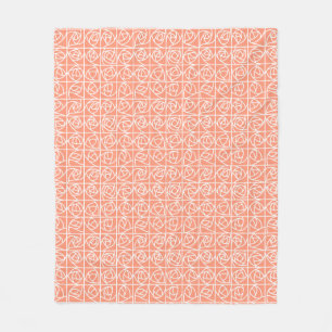 Art Deco Rose Square Stilvolle Blumenpfirsiche Fleecedecke
