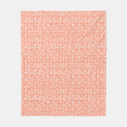 Art Deco Rose Square Stilvolle Blumenpfirsiche Fleecedecke (Vorderseite)