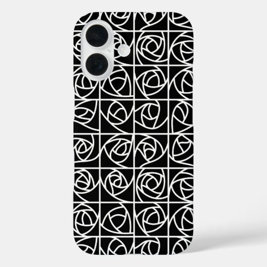 Art Deco Rose Square Stilvolle, florale Schwarz-we Case-Mate iPhone Hülle (Rückseite)