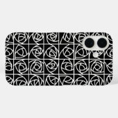 Art Deco Rose Square Stilvolle, florale Schwarz-we Case-Mate iPhone Hülle (Rückseite (Horizontal))