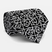 Art Deco Rose Square Stilvolle, florale Schwarz-we Krawatte (Gerollt)
