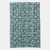 Art Deco Rose Squares Stilvolles Blumengrün Geschirrtuch (Vertikal)