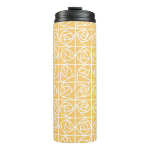 Art Deco Rose Squares Stylisierte Blumengelbe Thermosbecher
