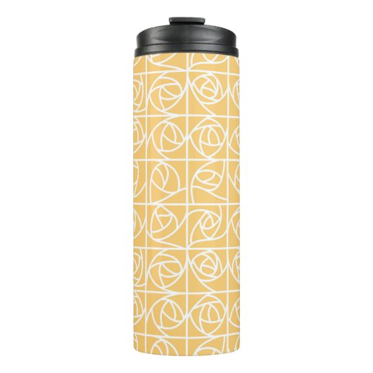 Art Deco Rose Squares Stylisierte Blumengelbe Thermosbecher (Vorderseite)