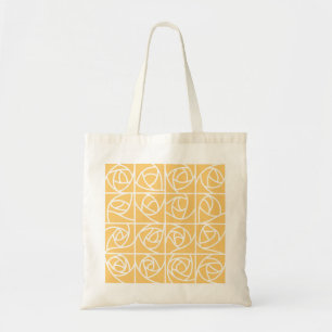 Art Deco Rose Squares Stylisierte Blumengelbe Tragetasche