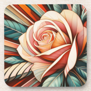 Art Deco Rose Untersetzer Set aus hartem Kunststof