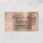 Art Deco Roségold-Monogramm Visitenkarte (Rückseite)