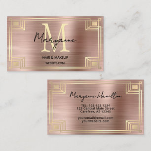 Art Deco Roségold-Monogramm Visitenkarte