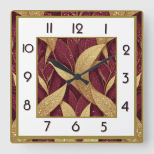 Art Deco Rot Quadratische Wanduhr